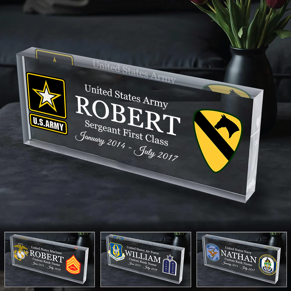 Acrylic Block Personalized Gifts For Veteran Custom All Military Branches Custom Nam Rank Division K1702 Trhn