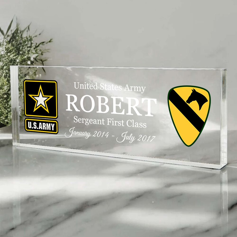 Acrylic Block Personalized Gifts For Veteran Custom All Military Branches Custom Nam Rank Division K1702 Trhn