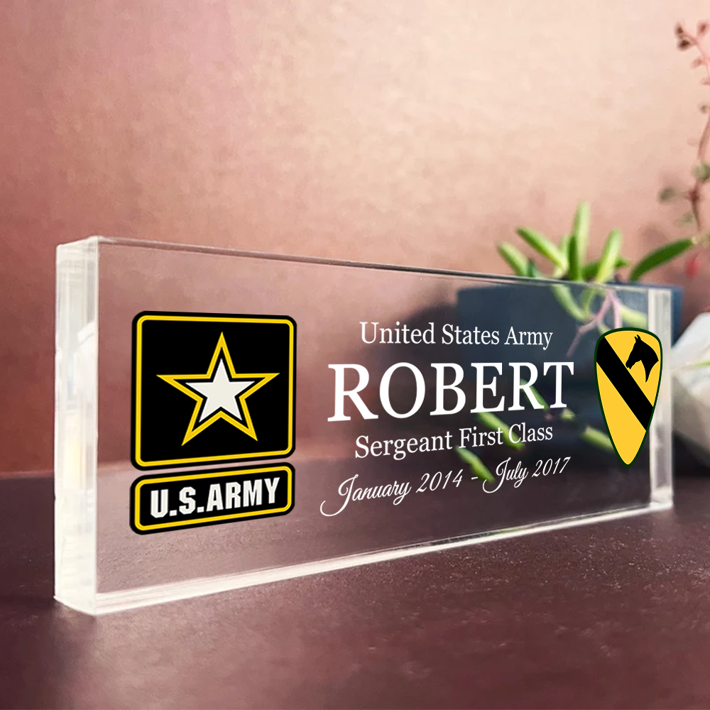 Acrylic Block Personalized Gifts For Veteran Custom All Military Branches Custom Nam Rank Division K1702 Trhn