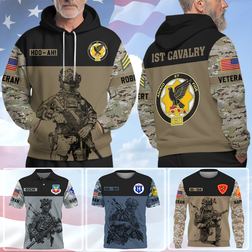 Personalized All Over Print Camouflage 3D Hoodie Military Shirt Available All Military Branch Gift For Veterans K1702 Trhn