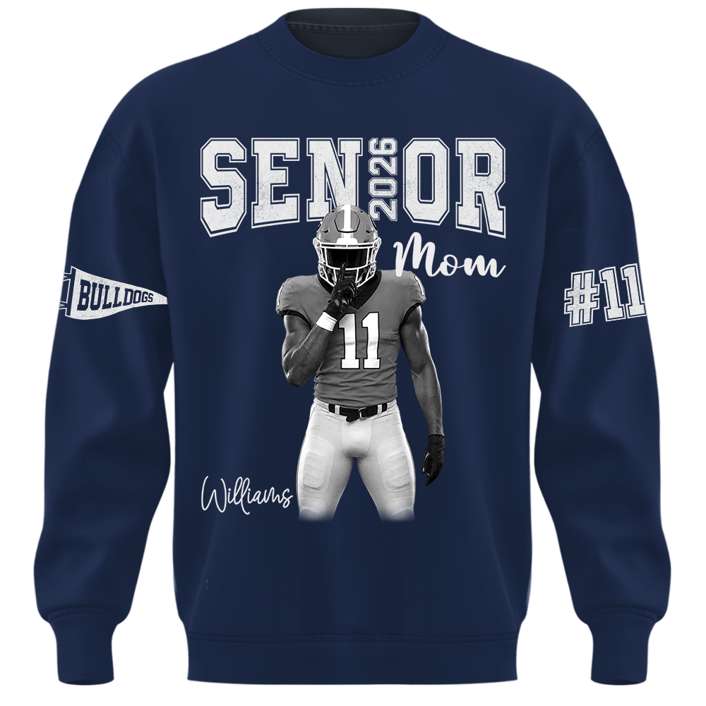 Custom Player Name and Number T-Shirt, Personalized Football Senior Mom Tee, Football Game Day Gift Na02 Hv01