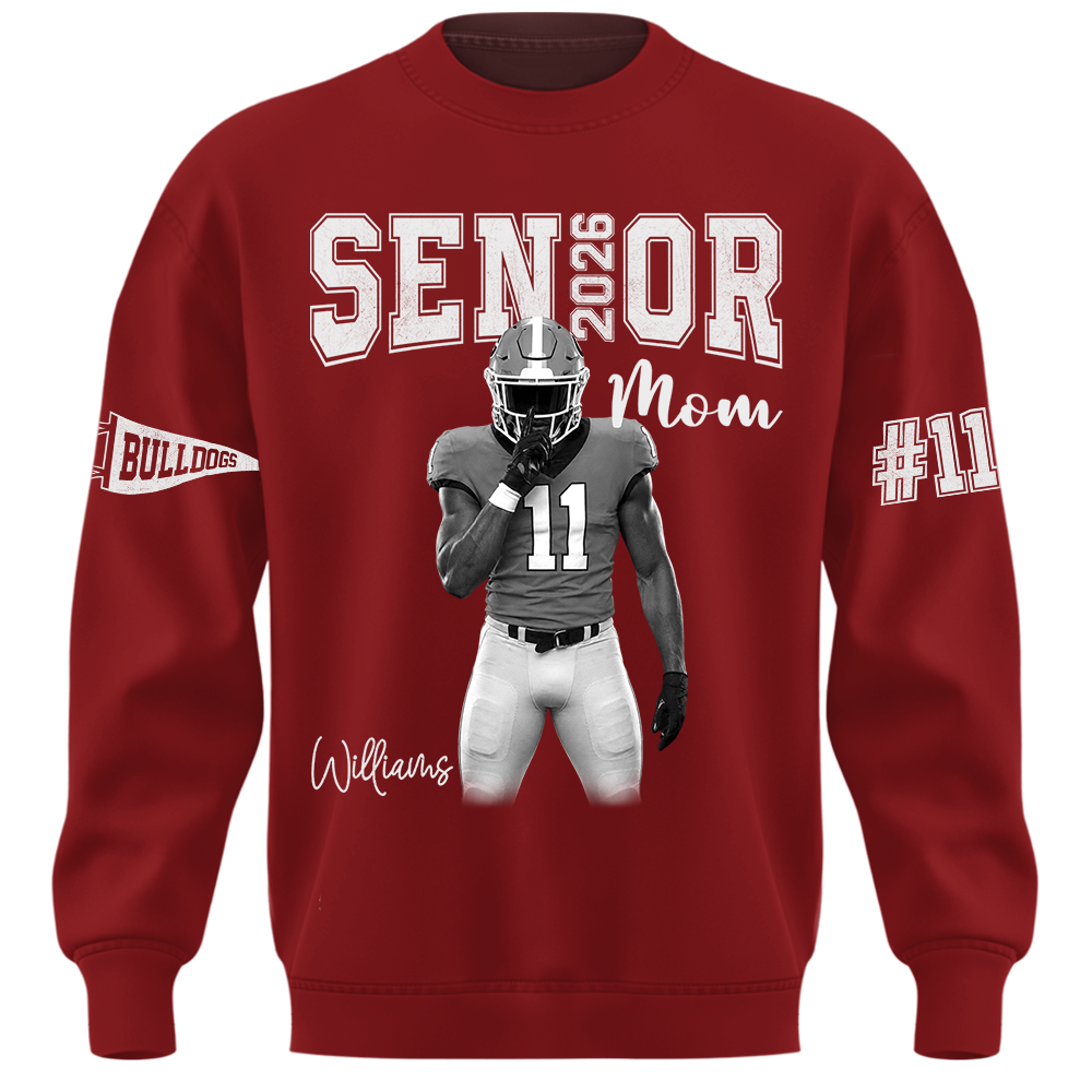 Custom Player Name and Number T-Shirt, Personalized Football Senior Mom Tee, Football Game Day Gift Na02 Hv01