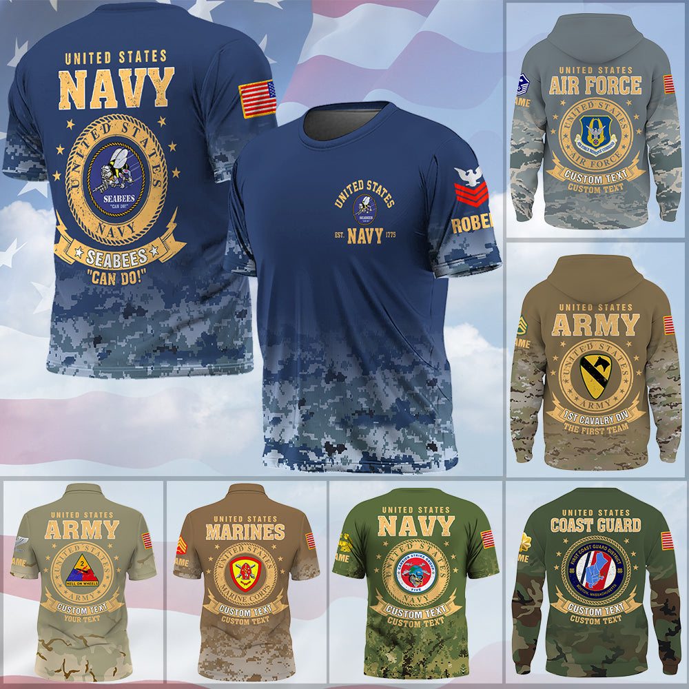 Honor Your Service Custom Shirt Pattern Camouflage Military Division Badge Gift For Veteran K1702 Trhn