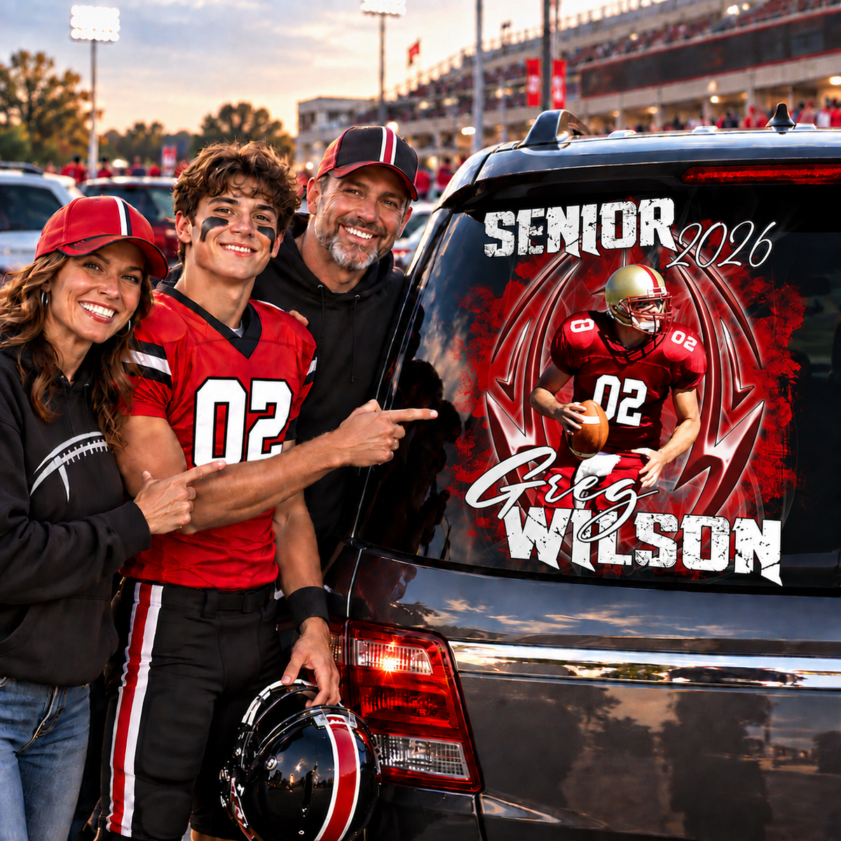 Personalized Football Senior Mom Dad Car Decal, Custom Photo Player Sticker, Gift for Sports Moms and Dads T1807 T24