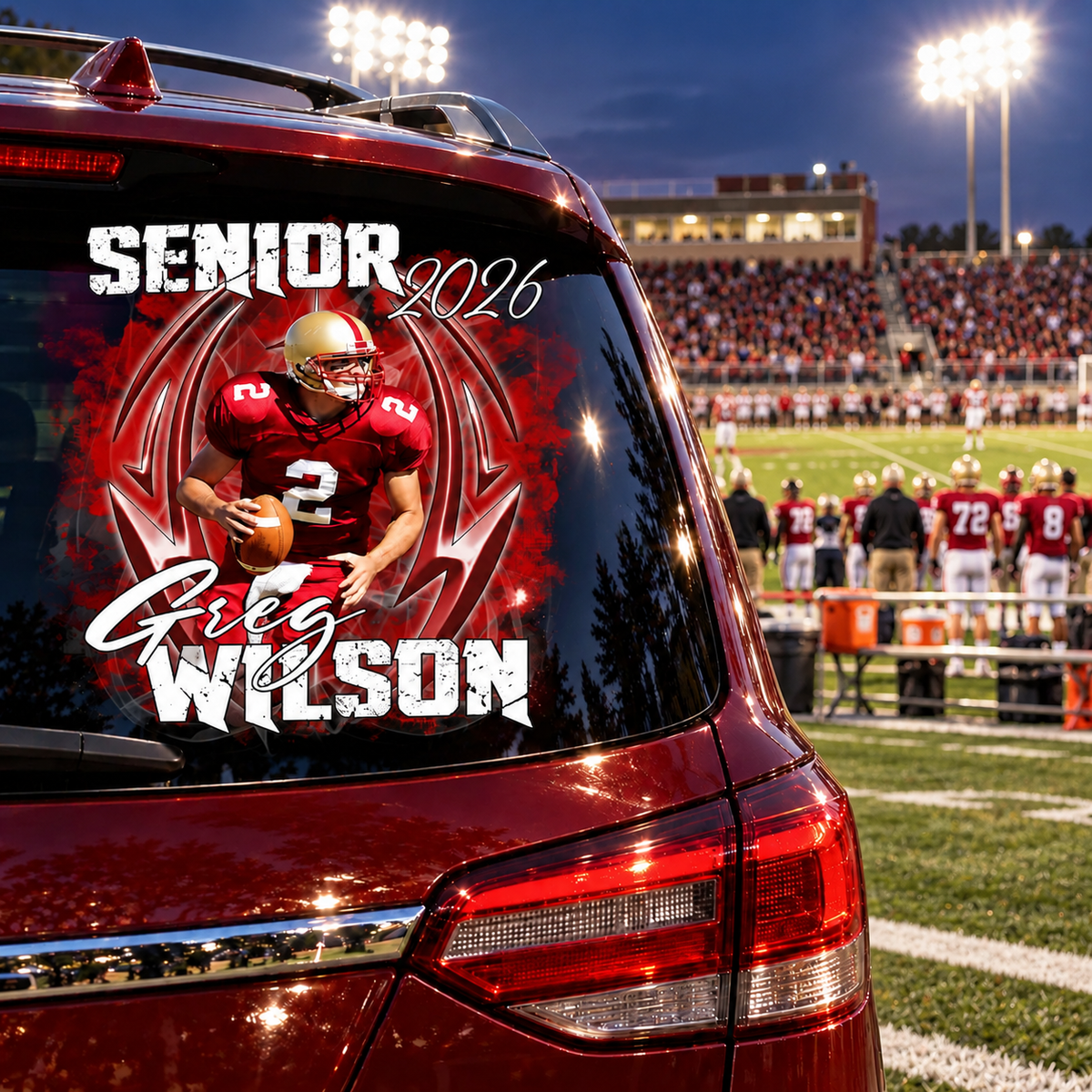 Personalized Football Senior Mom Dad Car Decal, Custom Photo Player Sticker, Gift for Sports Moms and Dads T1807 T24