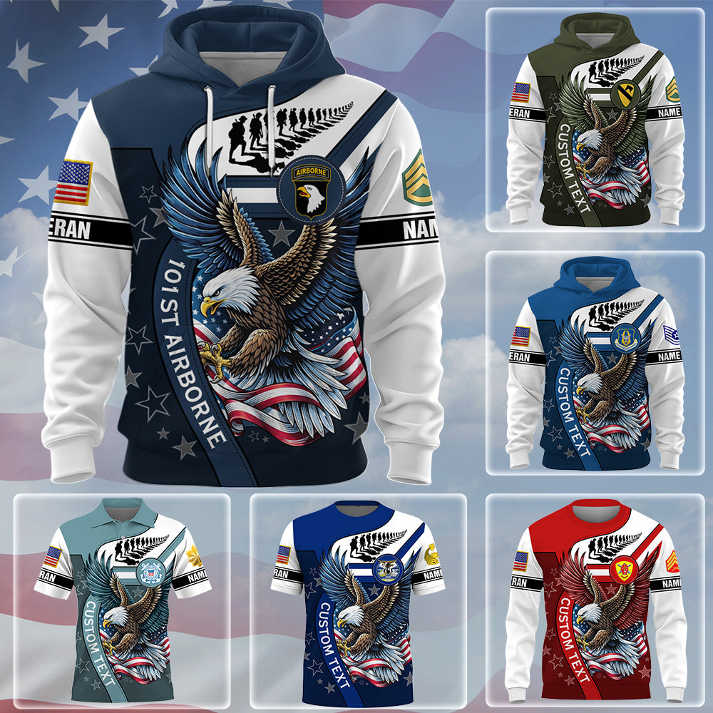 Personalized All Over Print Shirt Veterans Military American Eagle Hoodie, Veteran Gifts K1702 Trhn