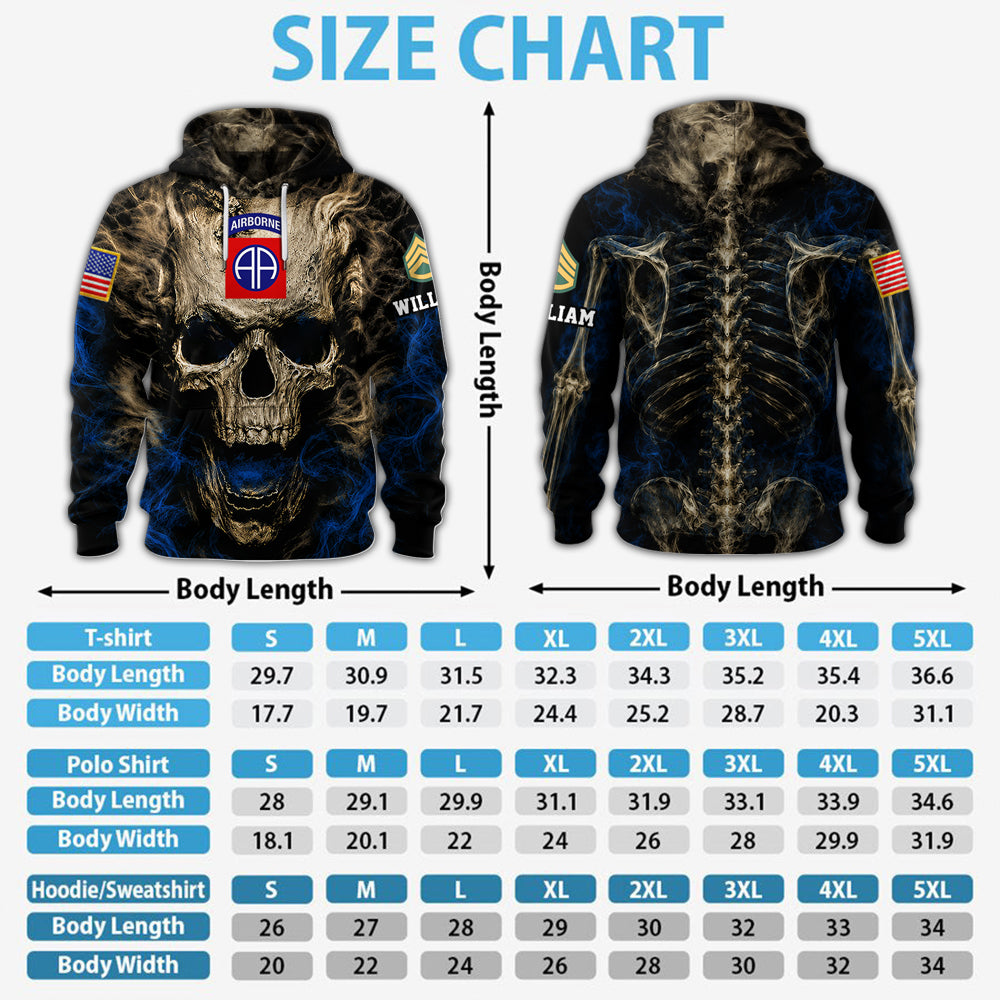 Personalized All Over Print Shirt Veteran Skull Available All Military Branches, Rank, Veteran Shirt K1702 MT2