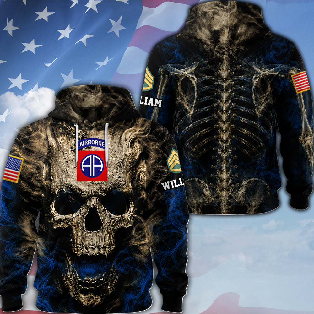 Personalized All Over Print Shirt Veteran Skull Available All Military Branches, Rank, Veteran Shirt K1702 MT2