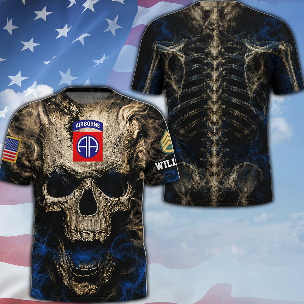 Personalized All Over Print Shirt Veteran Skull Available All Military Branches, Rank, Veteran Shirt K1702 MT2