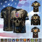 Personalized All Over Print Shirt Veteran Skull Available All Military Branches, Rank, Veteran Shirt K1702 MT2