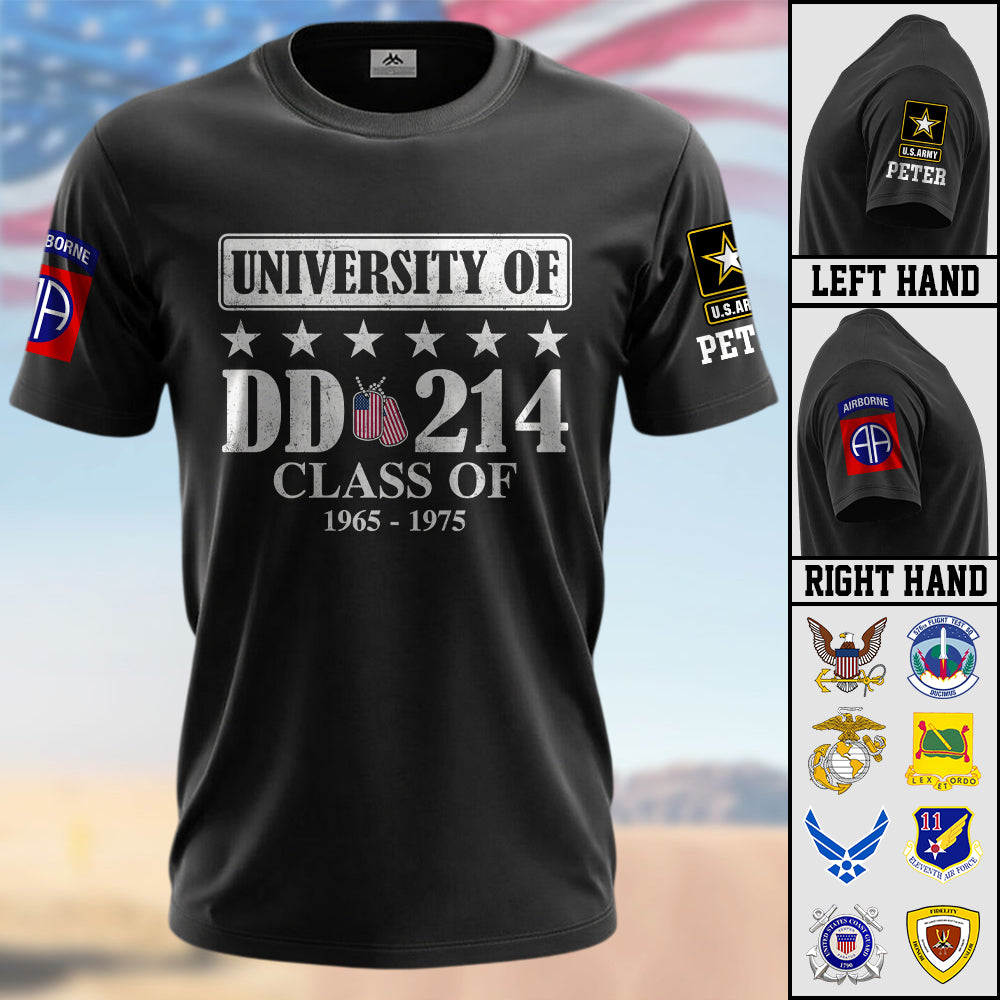 Custom Shirt University Of DD 214 Gift For Veterans Available All Branches Military K1702 Trhn