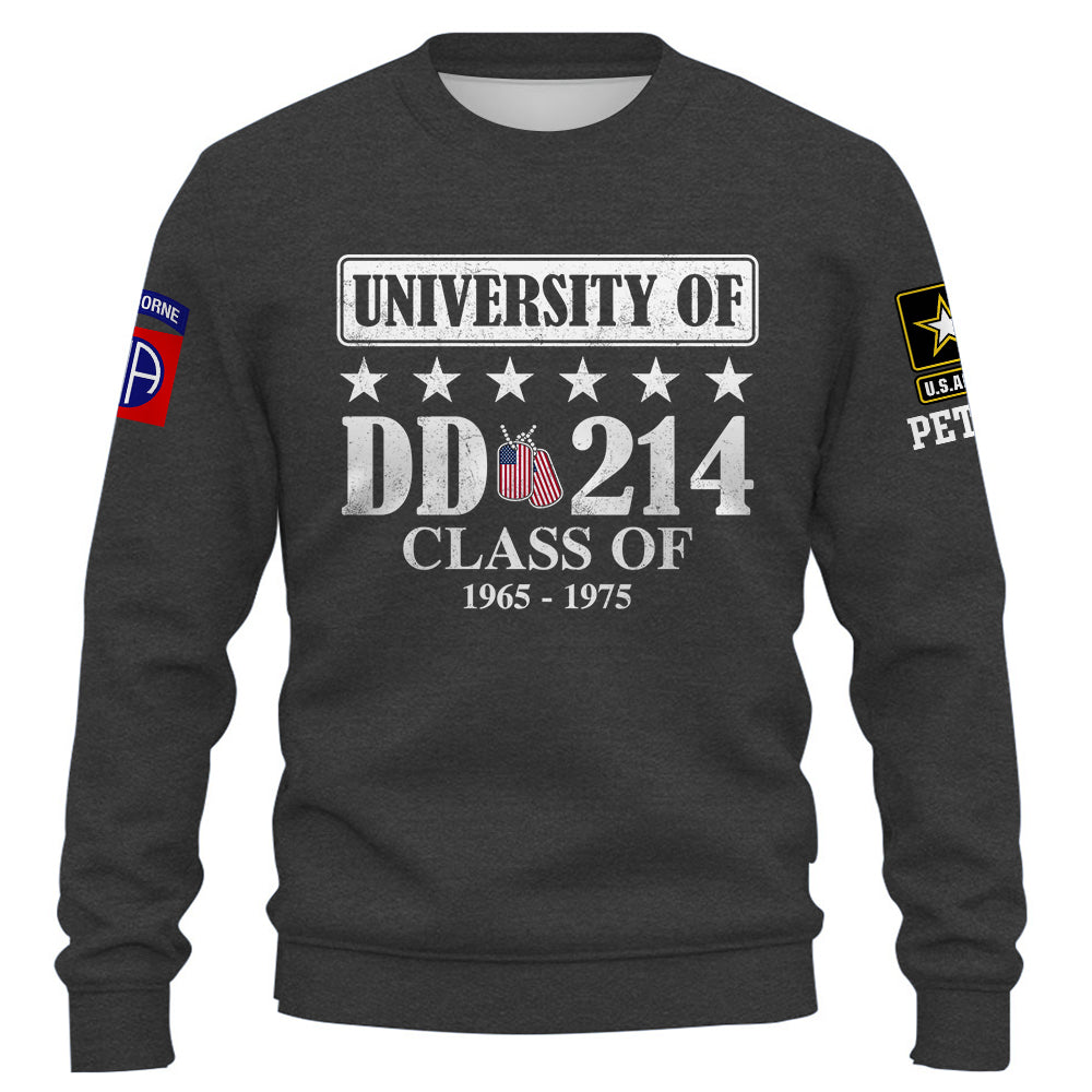 Custom Shirt University Of DD 214 Gift For Veterans Available All Branches Military K1702 Trhn