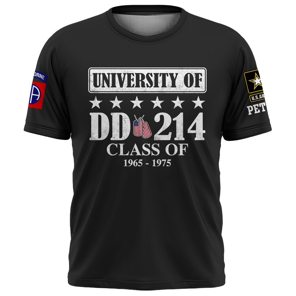 Custom Shirt University Of DD 214 Gift For Veterans Available All Branches Military K1702 Trhn