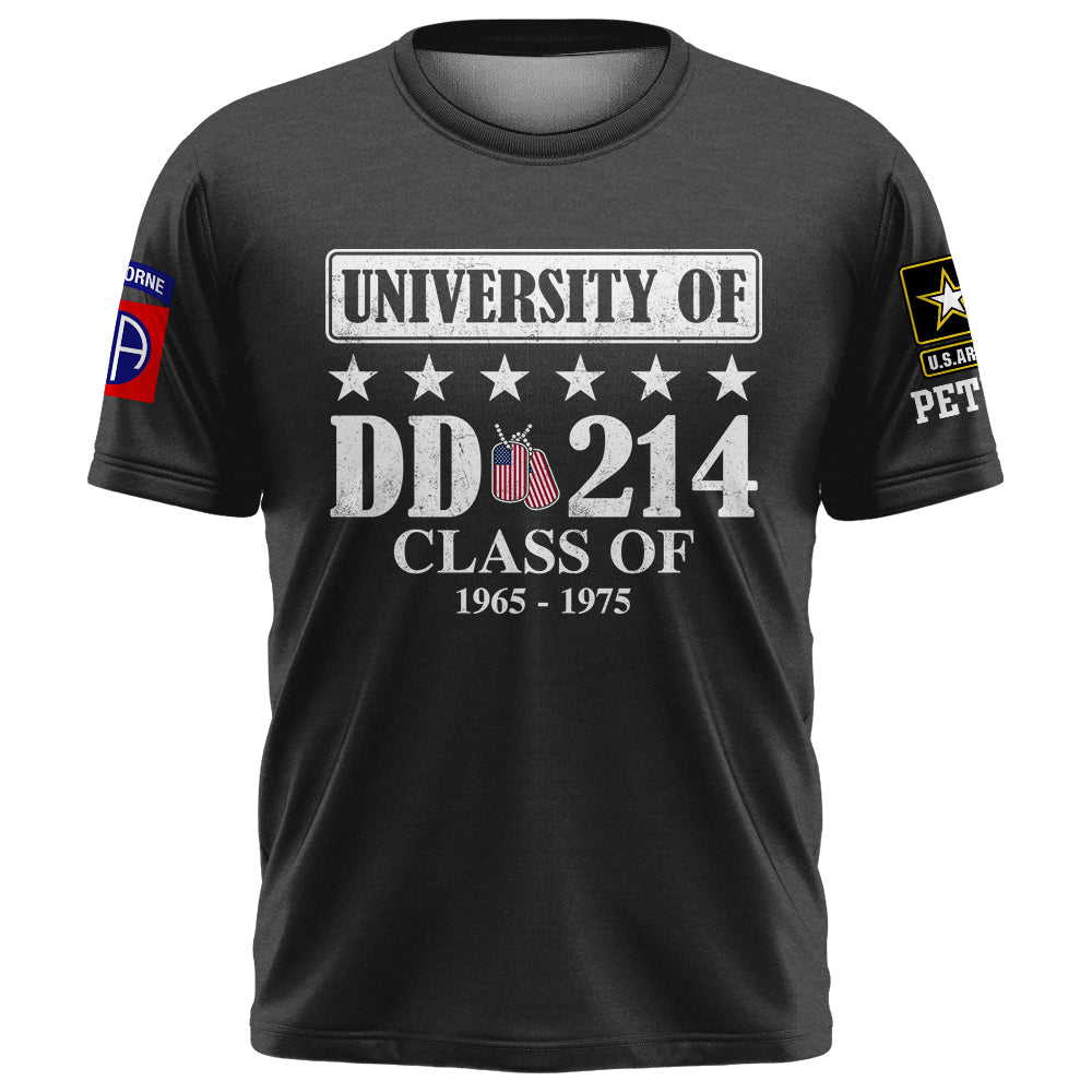 Custom Shirt University Of DD 214 Gift For Veterans Available All Branches Military K1702 Trhn