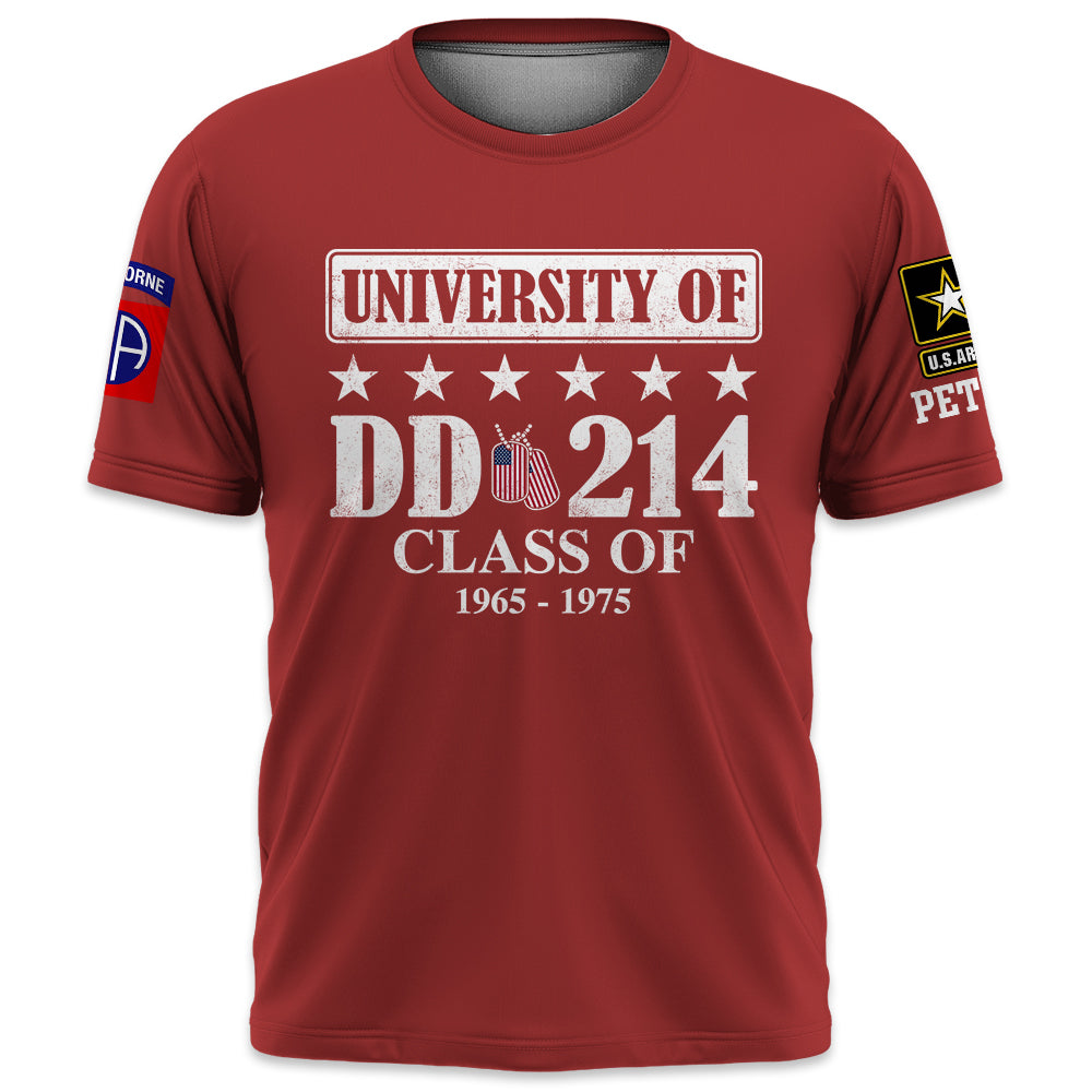 Custom Shirt University Of DD 214 Gift For Veterans Available All Branches Military K1702 Trhn