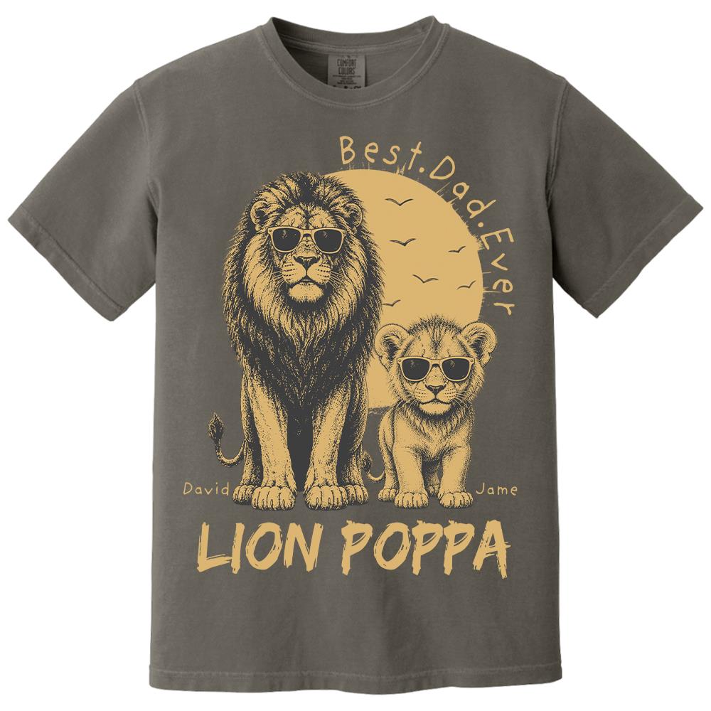 Retro Vintage Lion Dad And Kids Daddy Protector - Personalized Shirt - Cool Father's Day Gift For Dad, Husband Hv01 Vr1