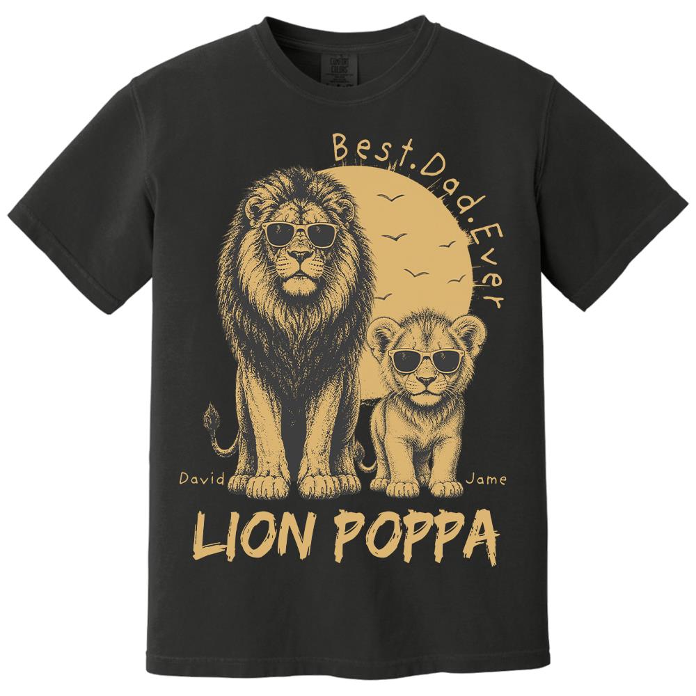Retro Vintage Lion Dad And Kids Daddy Protector - Personalized Shirt - Cool Father's Day Gift For Dad, Husband Hv01 Vr1