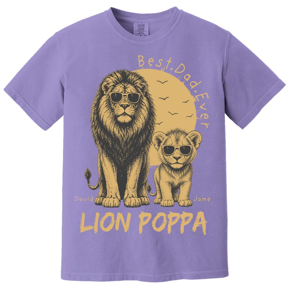 Retro Vintage Lion Dad And Kids Daddy Protector - Personalized Shirt - Cool Father's Day Gift For Dad, Husband Hv01 Vr1