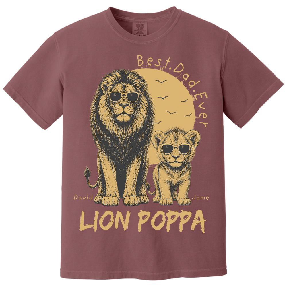 Retro Vintage Lion Dad And Kids Daddy Protector - Personalized Shirt - Cool Father's Day Gift For Dad, Husband Hv01 Vr1