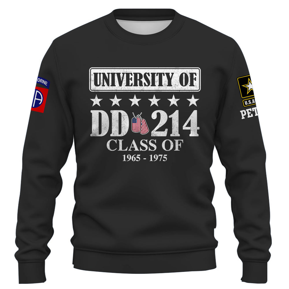 Custom Shirt University Of DD 214 Gift For Veterans Available All Branches Military K1702 Trhn