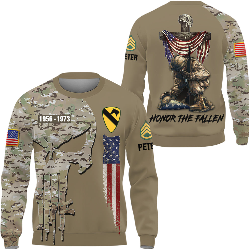 Personalized All Over Print Shirt Stand For Flag Kneel For The Cross Skull Pattern Camouflage Military Gift For Veterans K1702 Trhn