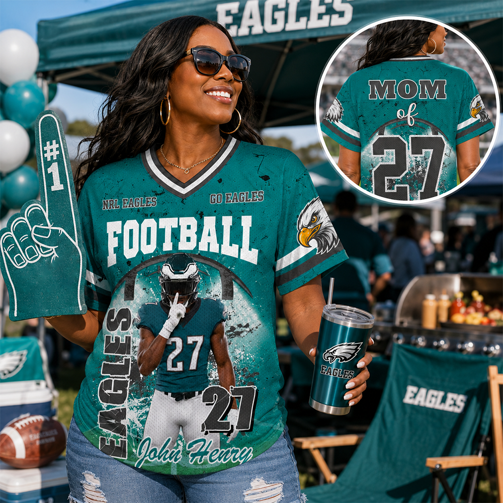 Custom Football Mom Jersey with Photo & Player Number – Personalized Game Day Shirt Hv01