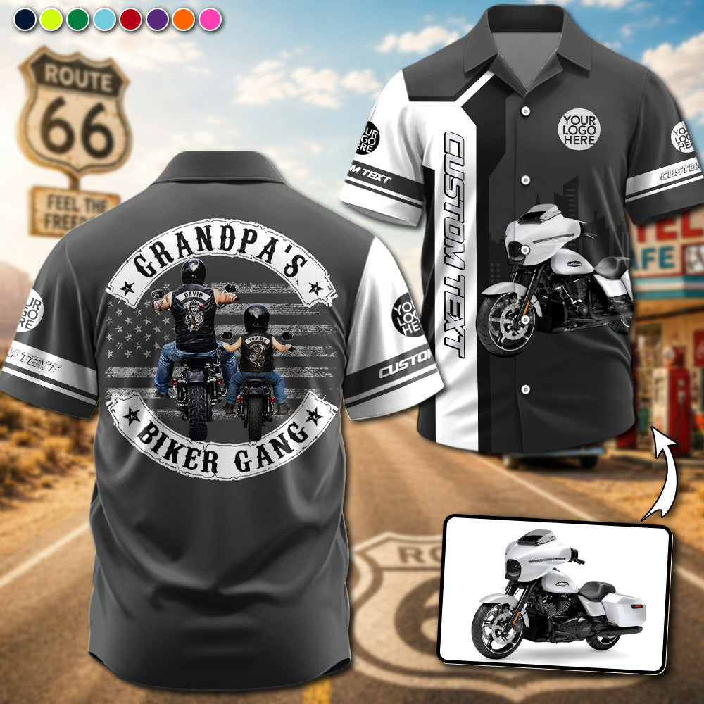 Grandpa’s Biker Gang - Personalized Upload Vechicle PhotoHawaiian Shirt - Personalized Gift For Dad, Grandpa, Biker A2110 Pt99