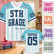 Personalized Teacher Football Jersey, Custom Name Number Jersey, First Grade Teacher Shirt, Back To School Gift, Teacher Team Game Day Tee Hv01