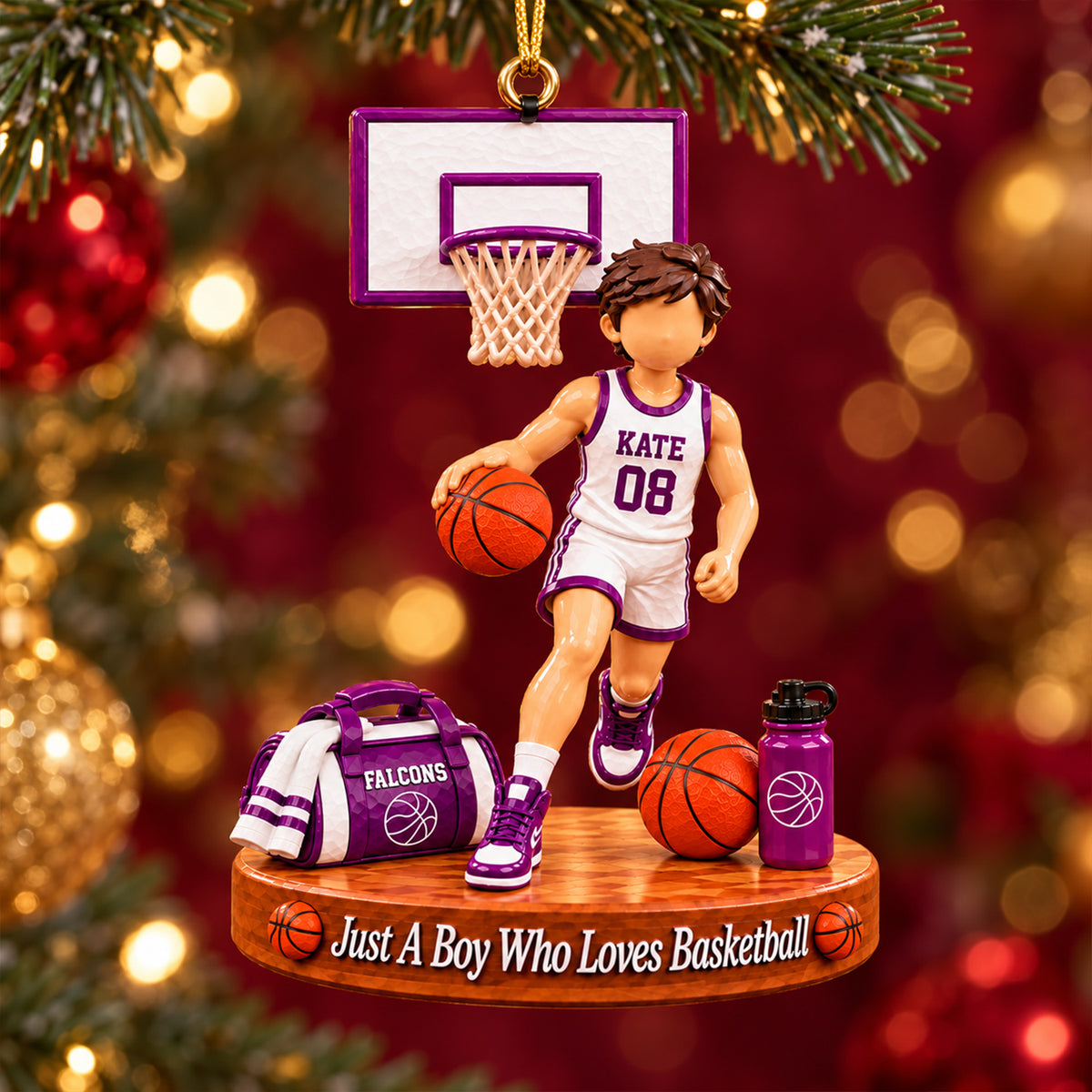 Just A Boy Who Loves Basketball,Personalized Basketball Boy Girl Christmas Ornament, Basketball Gift Na02 NV01 KL07