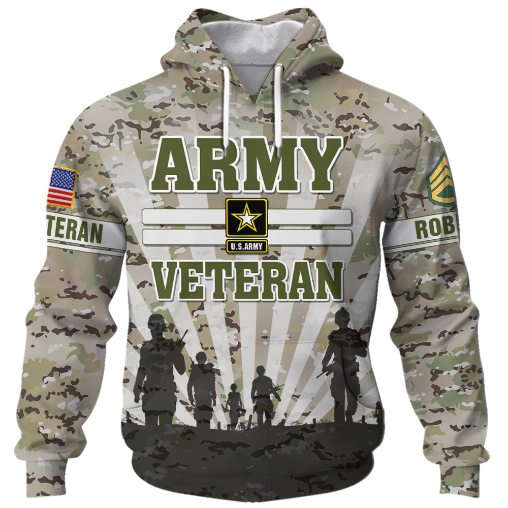 Custom Military Veteran Hoodies Camouflage Pattern US Flag Military Hoodie Gifts Dad Grandpa K1702 Trhn