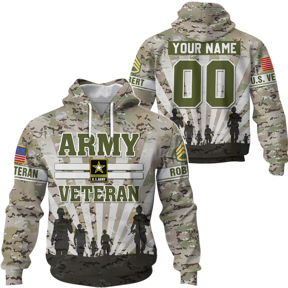 Custom Military Veteran Hoodies Camouflage Pattern US Flag Military Hoodie Gifts Dad Grandpa K1702 Trhn