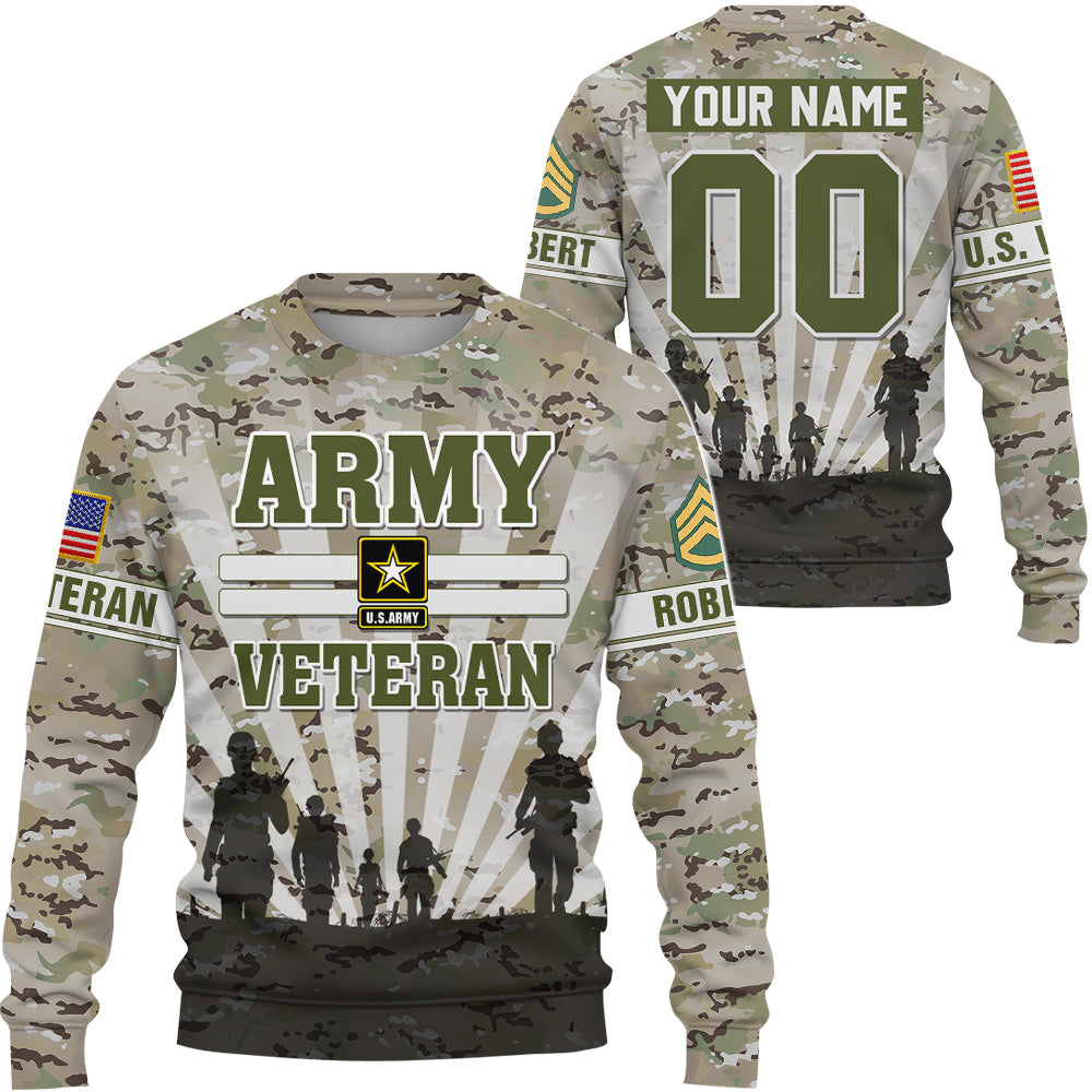 Custom Military Veteran Hoodies Camouflage Pattern US Flag Military Hoodie Gifts Dad Grandpa K1702 Trhn