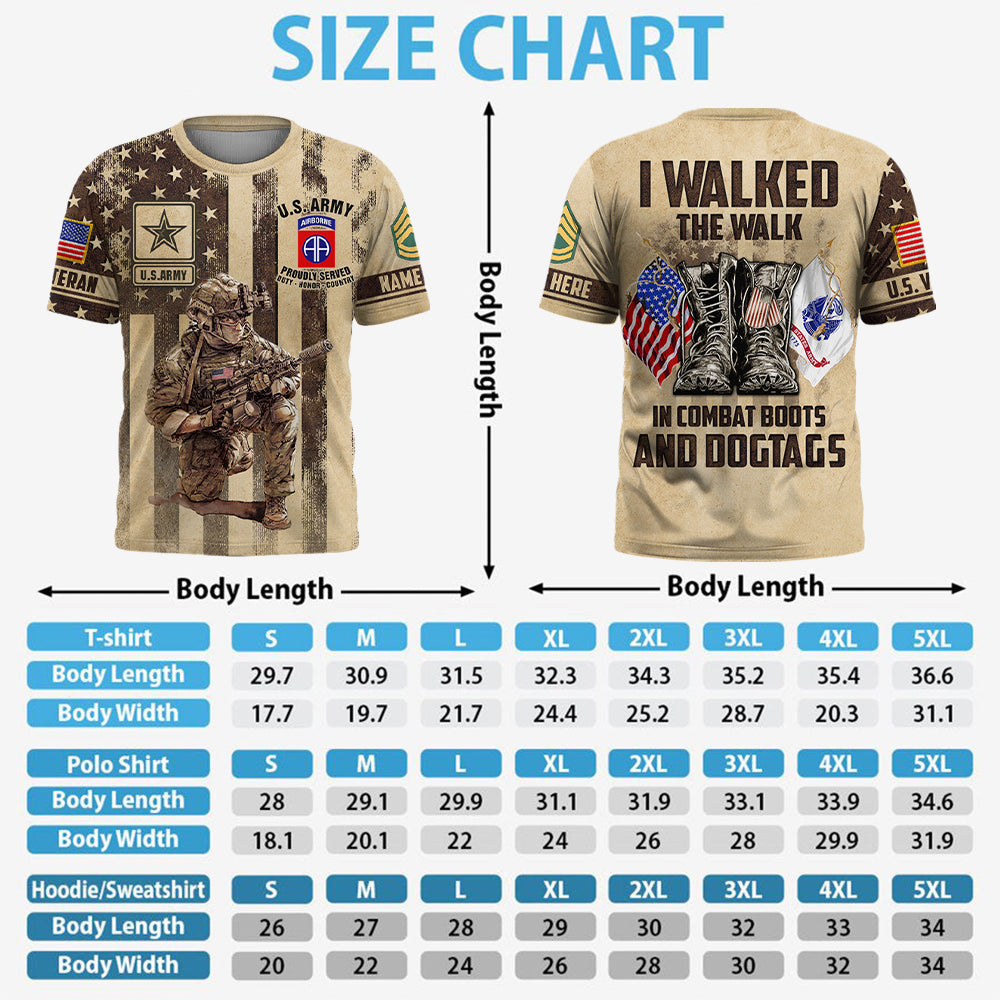 Walked The Walk, Custom Military Patches - Veteran Shirt, Personalized 3D Shirts - Veteran Day Gifts For Dad, Grandpa K1702 Trhn