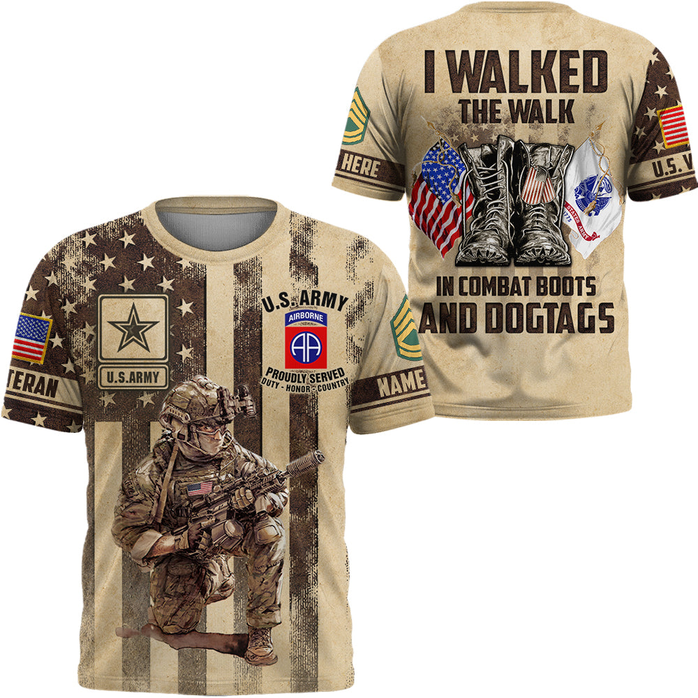 Walked The Walk, Custom Military Patches - Veteran Shirt, Personalized 3D Shirts - Veteran Day Gifts For Dad, Grandpa K1702 Trhn