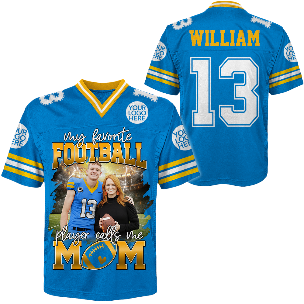 My Favorite Football Player Calls Me Mom Personalized Football Jersey Gift Football Mom Football Dad Game Day K1702