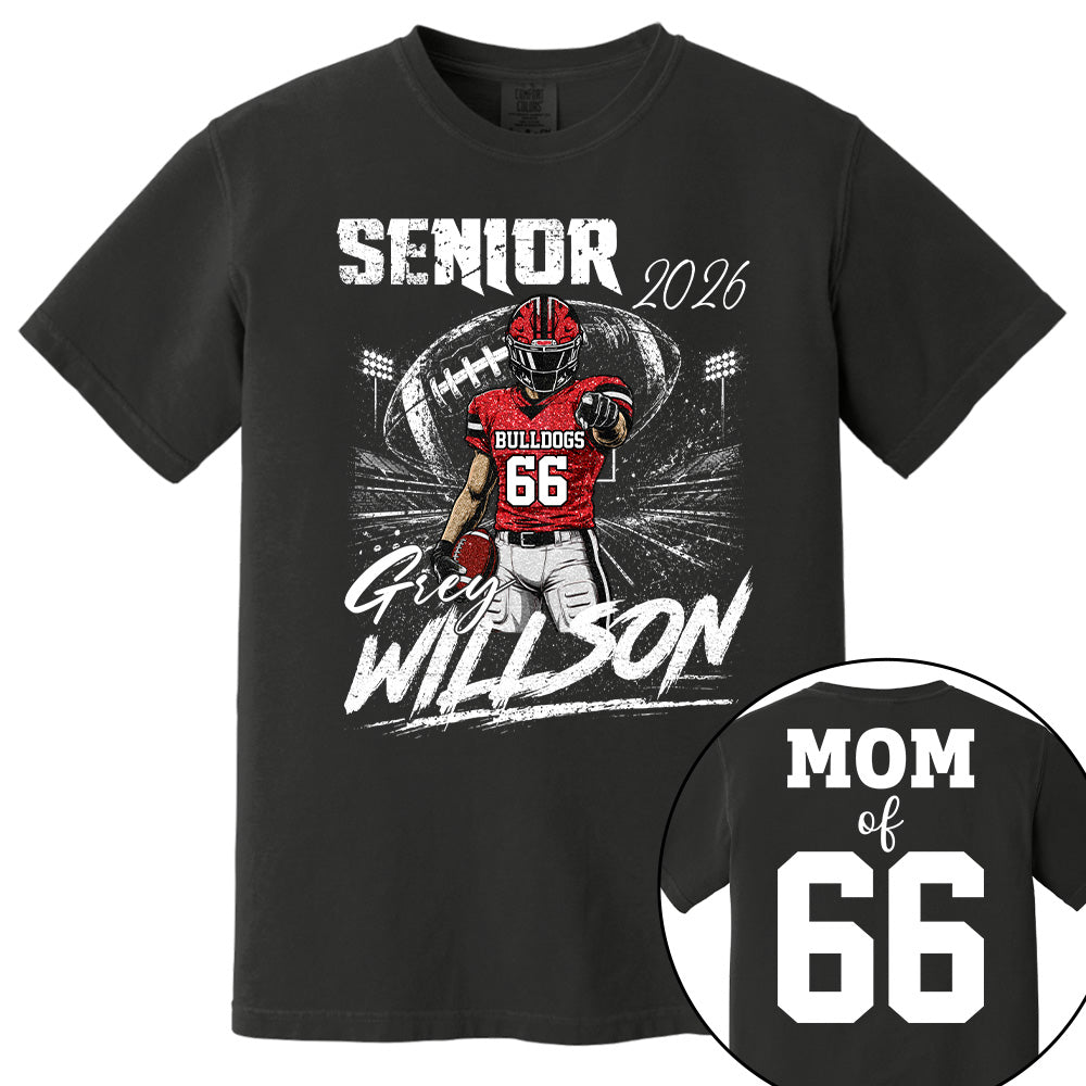 Personalized Senior Football Shirt, Custom Player Name Number Tee, Football Mom Senior Night Gift, Senior Football Mom Gift Na02 T24