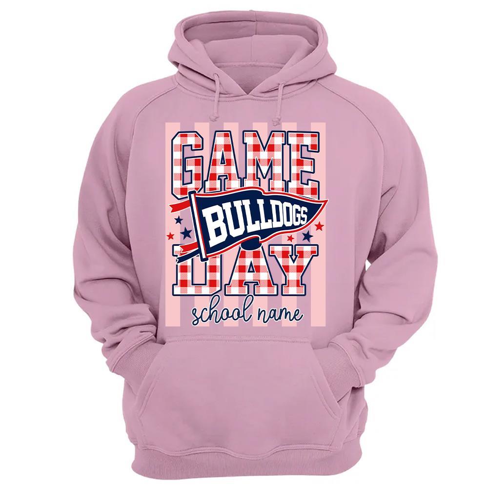 Game Day Striped School Mascot Shirt, Personalized Football School Spirit, Gifts For Teacher Student MI209 Hv01