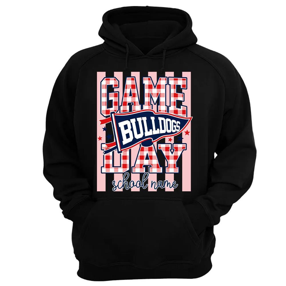 Game Day Striped School Mascot Shirt, Personalized Football School Spirit, Gifts For Teacher Student MI209 Hv01