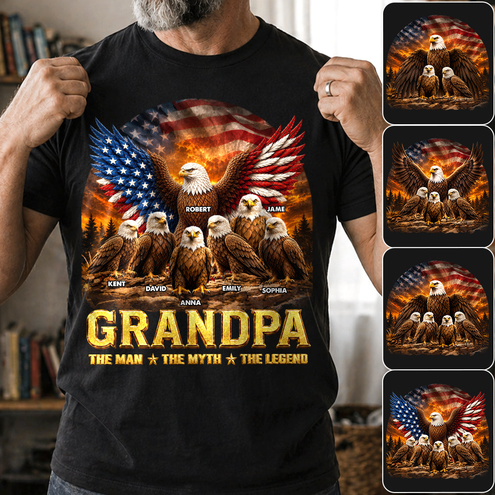 Grandpa Eagle - Personalized Shirt For Grandpa & Dad Vintage Shirt NA04 Hv01 Vrs2