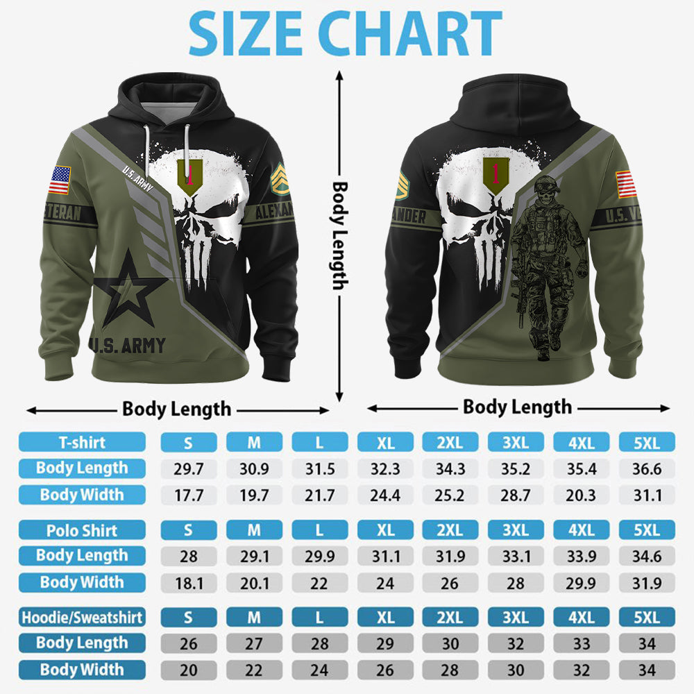 Personalized US Veteran Military All Over Print Hoodie – Custom Branch Division Rank Gift For Veterans K1702 Trhn