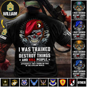 Personalized I Was Trained Veteran Humor Shirt Available All Military Branches K1702 MT2