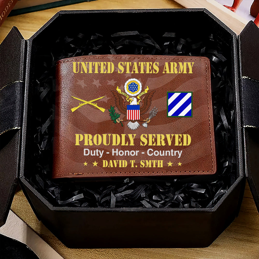 Veteran Custom Leather Wallet Custom Division Military Personalized Gift For Veterans K1702