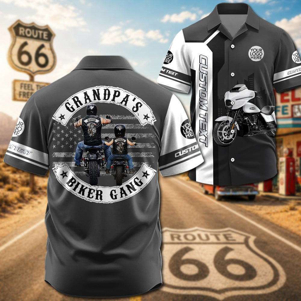 Grandpa’s Biker Gang - Personalized Upload Vechicle PhotoHawaiian Shirt - Personalized Gift For Dad, Grandpa, Biker A2110 Pt99