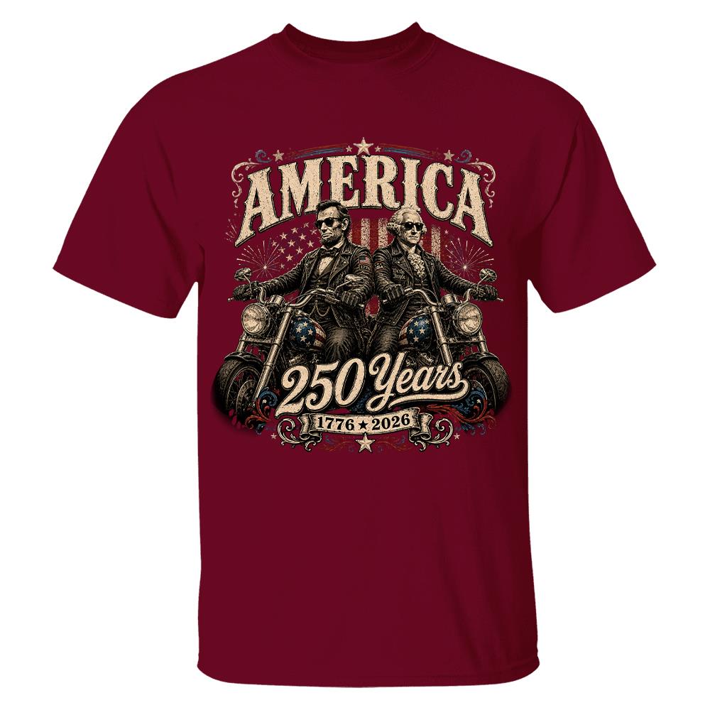 America 250 Years Biker MC Patriotic Motorcycle Shirt, 1776 2026 USA 250th Anniversary Vintage Graphic Tee Hv01