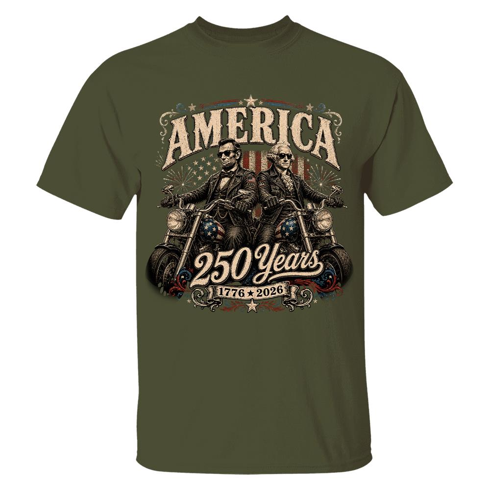America 250 Years Biker MC Patriotic Motorcycle Shirt, 1776 2026 USA 250th Anniversary Vintage Graphic Tee Hv01