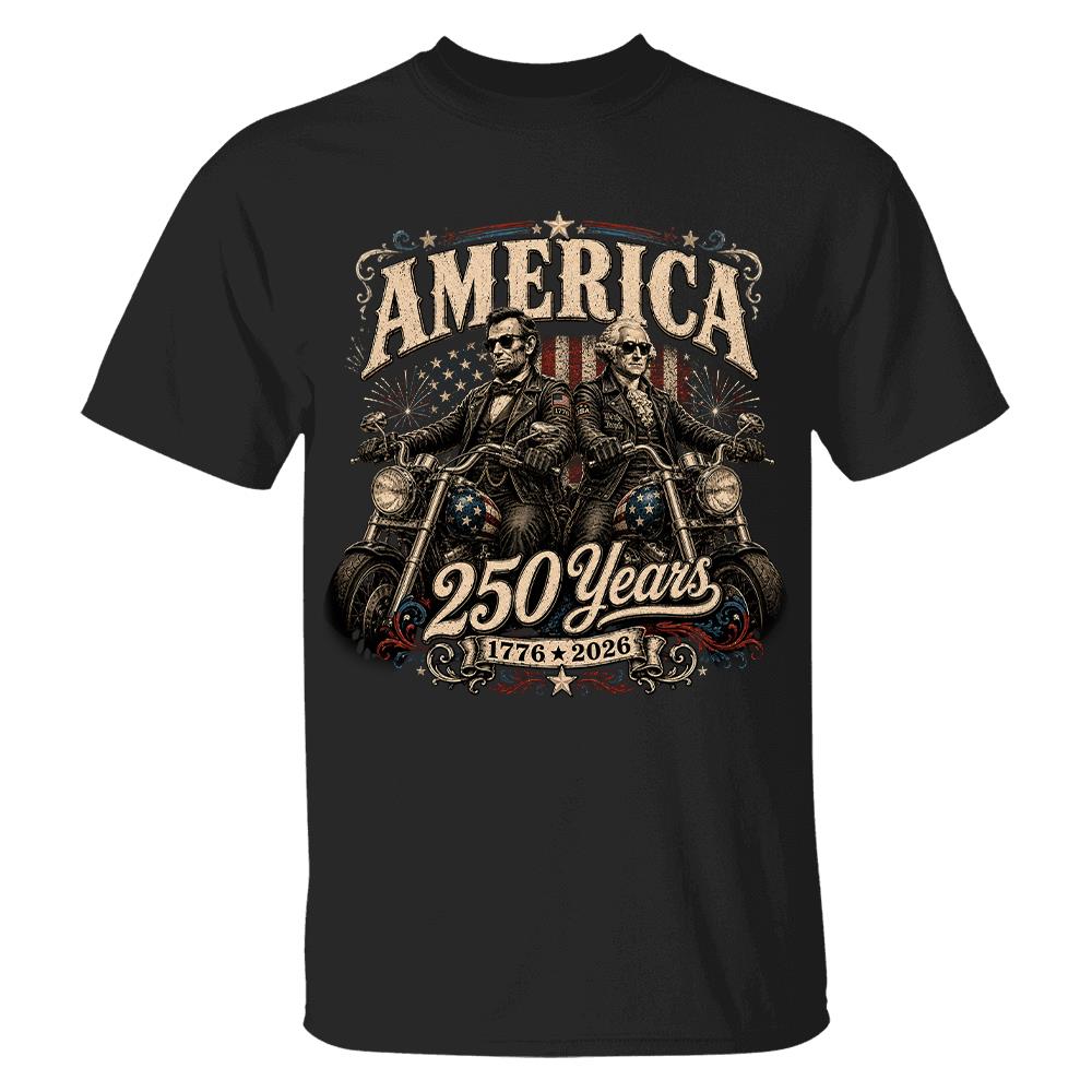 America 250 Years Biker MC Patriotic Motorcycle Shirt, 1776 2026 USA 250th Anniversary Vintage Graphic Tee Hv01