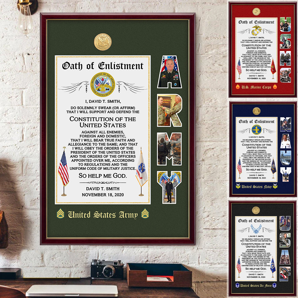Personalized Canvas And Poster Oath of Enlistment Military Custom Photo Veteran Gift For Veterans