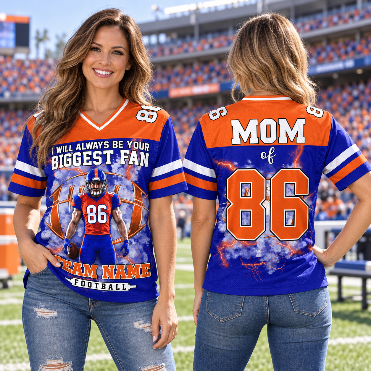 I Will Always Be Your Biggest Fan Personalized All Over Print Football Jersey For Football Mom Grandma Sport Family K1702 MT2