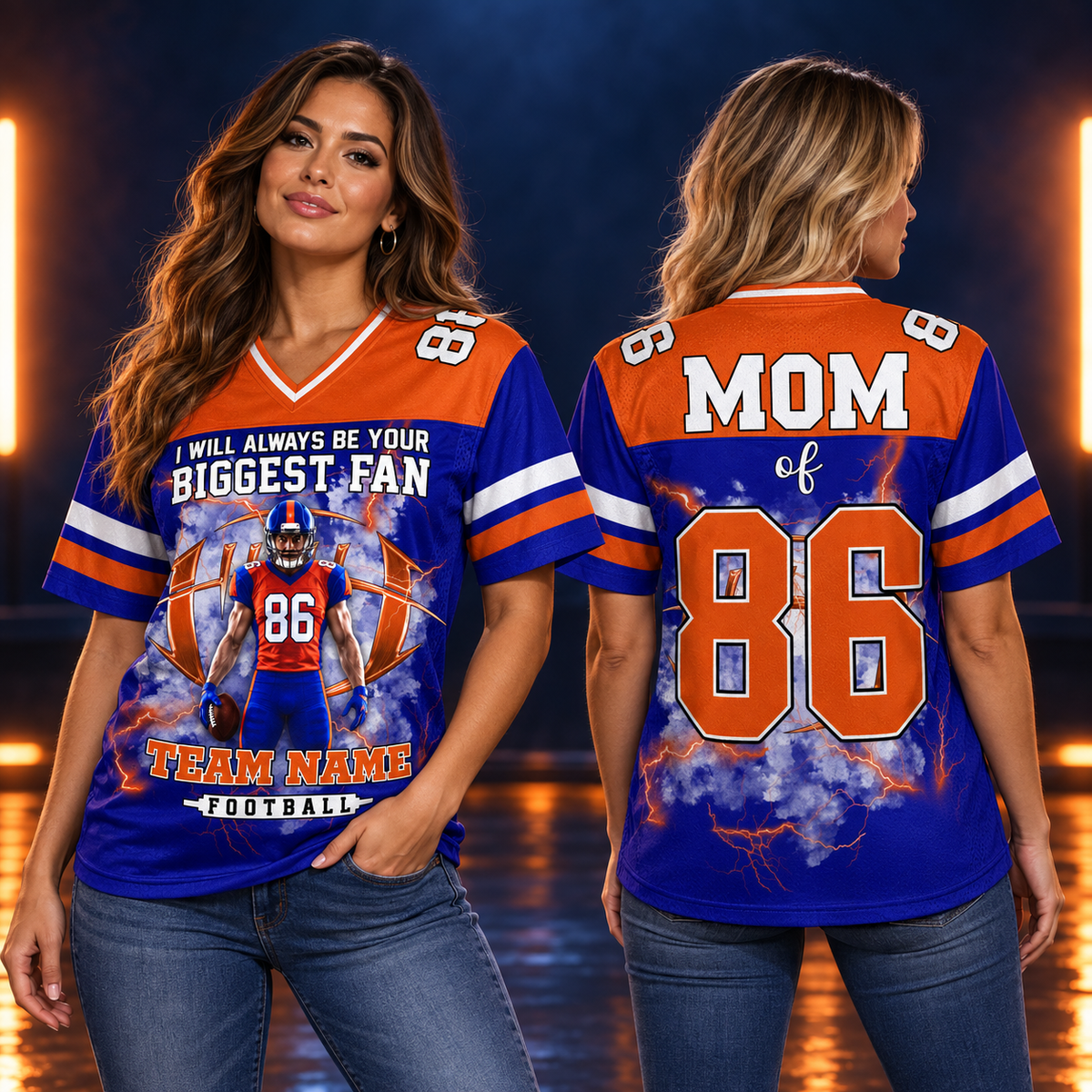 I Will Always Be Your Biggest Fan Personalized All Over Print Football Jersey For Football Mom Grandma Sport Family K1702 MT2