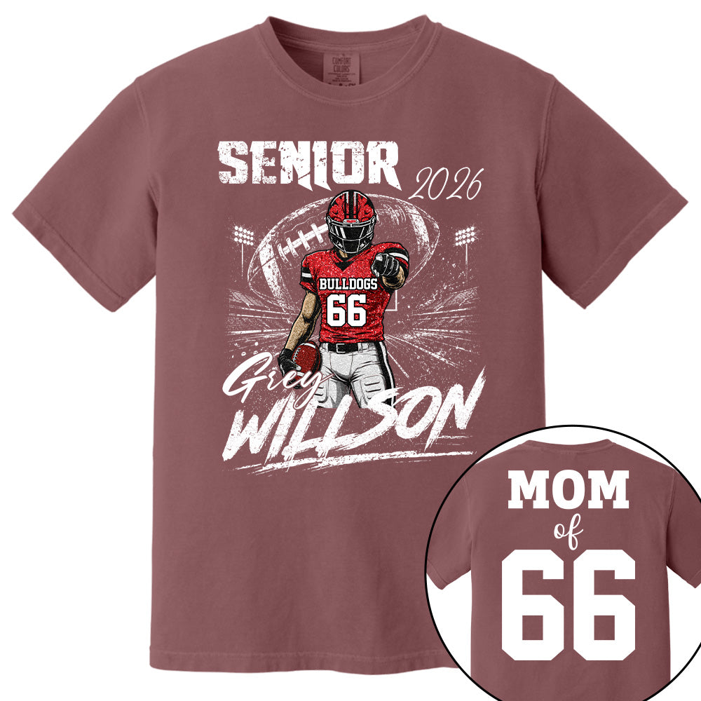 Personalized Senior Football Shirt, Custom Player Name Number Tee, Football Mom Senior Night Gift, Senior Football Mom Gift Na02 T24